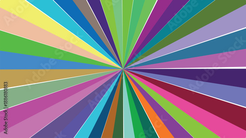 Colorful abstract radial burst of multiple bright stripes