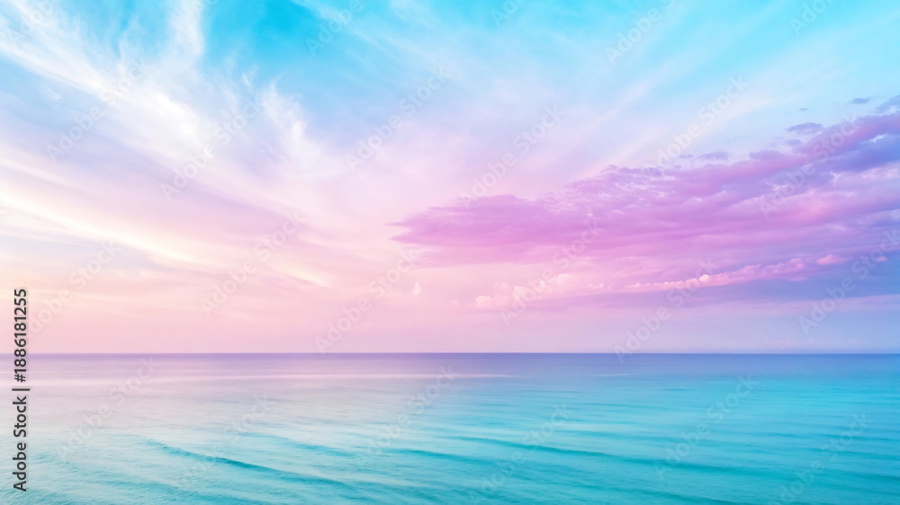 Fototapeta premium Serene Ocean Sunrise with Pastel Sky and Gentle Waves