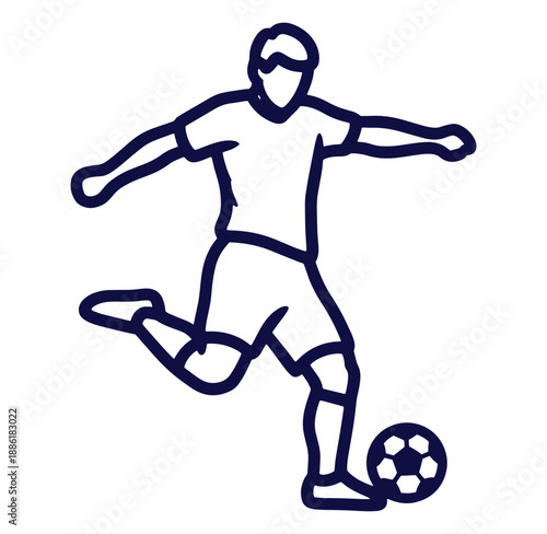 Silhouette illustration of a football player kicking the ball in dynamic action
