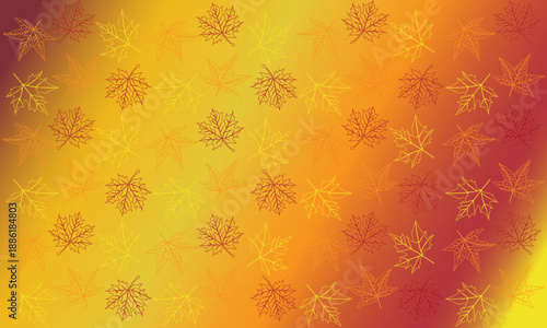 Fondo de hojas de otoño amarillas y rojas delineadas