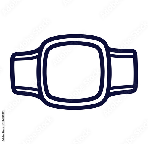 Simple minimalist design of a sports championship belt in dark blue outlined style