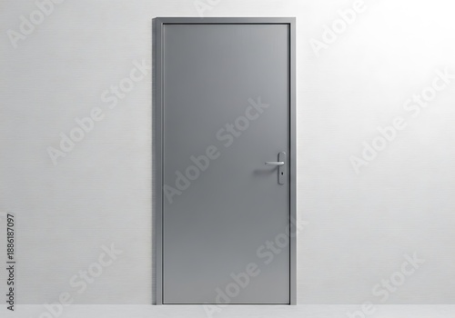 Sleek Grey Door Against White Wall, Minimalist Interior Architecture Shot