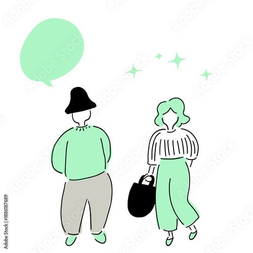 シニアの夫婦,お出かけ前｜グレー×クリーンなミント｜Senior couple getting ready to go out