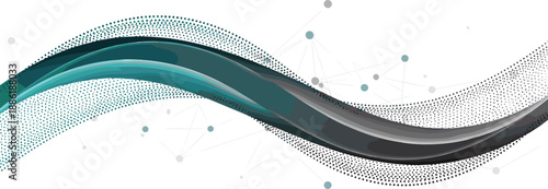 Wavy lines and splashes in a dynamic abstract design viewed from a straightforward perspective