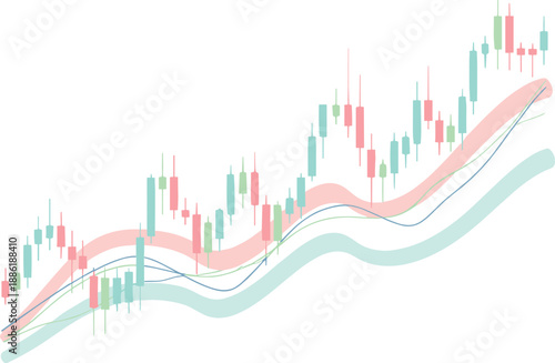 Financial Market Trends and Stock Prices Illustrated in a Dynamic Graph with Rising and Falling Indicators