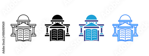 Campus icon set multiple style collection