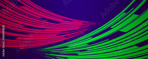 Purple and green curved racing lines background
