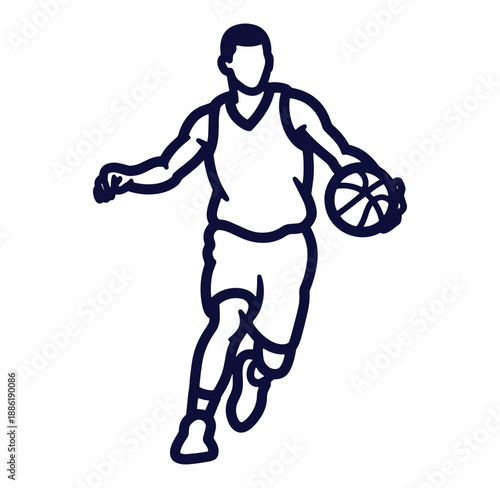 Vector illustration of a basketball player dribbling the ball with energetic motion