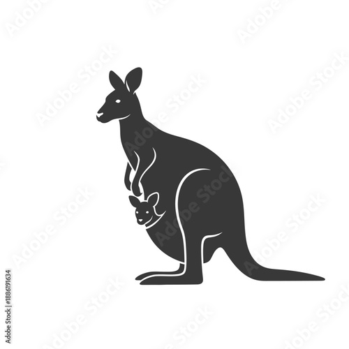 Black silhouette of a kangaroo.
