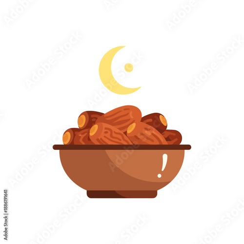 Brown bowl filled with dates food.