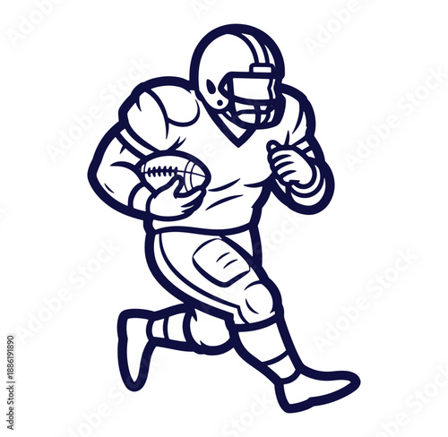Vector illustration of an american football player running with the ball in action