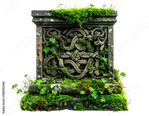 Wallpaper Mural An old, weathered stone Celtic pedestal with moss and interwoven design Torontodigital.ca