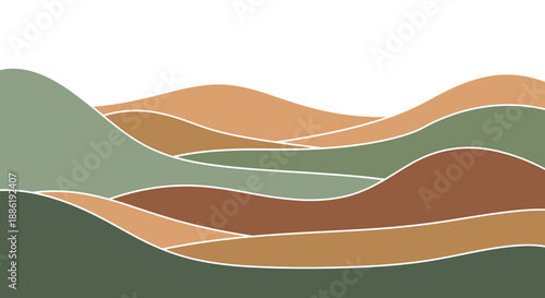 Abstract Landscape, Rolling Hills, Earth Tones, Minimalist Design