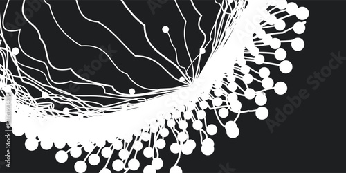 Expansion of life. Vector sphere explosion background. Small particles strive out of center. Blurred debrises into rays or lines under high speed of motion. Burst, explosion backdrop