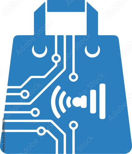 E-commerce Technology Shopping Bag with Circuit Board and Wireless Signal