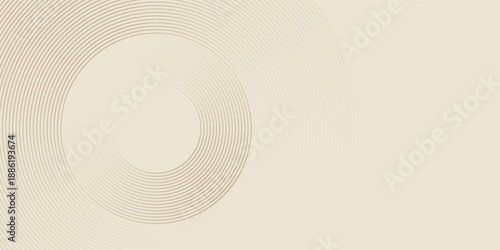 Design background with lines and waves. Web banner size.Circle for design. Brown and beige gradient. Coffee, cafe