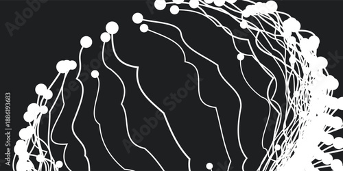 Expansion of life. Vector sphere explosion background. Small particles strive out of center. Blurred debrises into rays or lines under high speed of motion. Burst, explosion backdrop