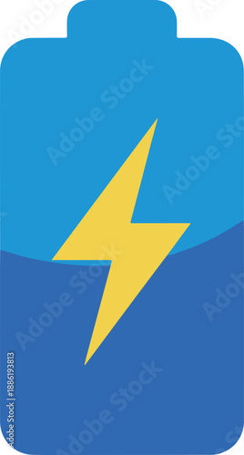 Fast Charging Battery Icon with Yellow Lightning Bolt Symbol