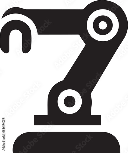 Industrial Robotic Arm Vector Icon for Automation and Technology