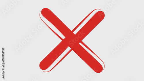 Red Cross Symbol in Simple Design with Bold Color on White Background for Warning Sign