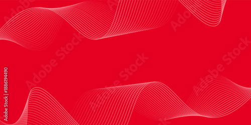 Abstract background with lines and waves. M Red and white gradient. Love, Valentine's Day