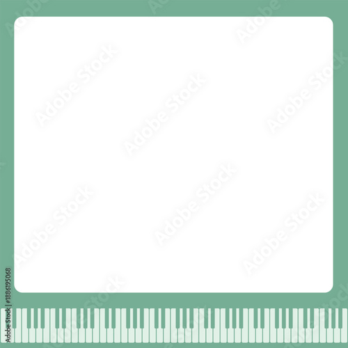 ピアノのキーボード付きスクエアフレーム　2色グリーン　Web　Adobe Illustrator Artwork