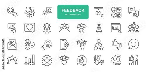 Feedback Icons. Thin Line Symbol Elements Collection.
