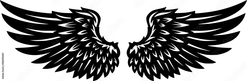 Fototapeta premium Angel wings Vector Black Silhouette Design For T-Shirt 