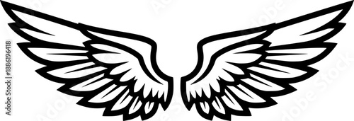 Angel wings Vector Black Silhouette Design For T-Shirt
