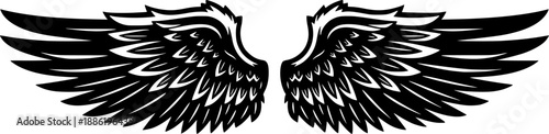 Angel wings Vector Black Silhouette Design For T-Shirt
