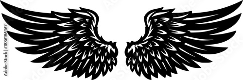 Angel wings Vector Black Silhouette Design For T-Shirt
