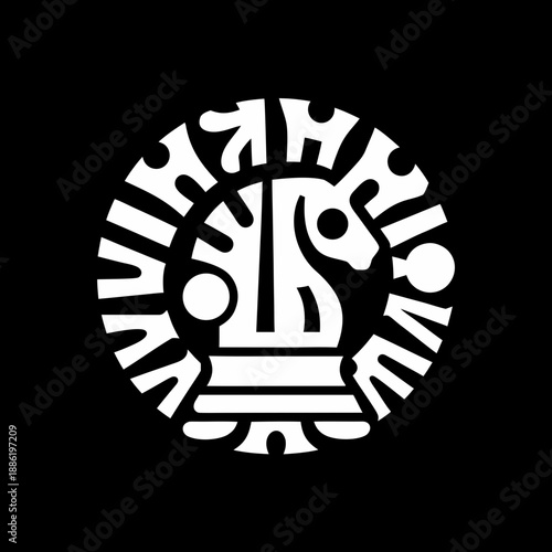 Abstract Chess Knight Logo - Circular Geometric Design