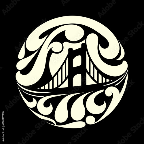 Abstract Bridge Icon Logo - Smooth Circular Design