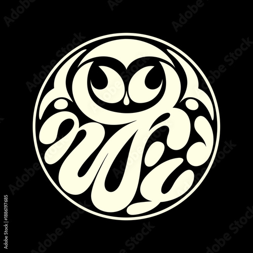 Minimal Circular Owl Icon Logo - Smart Brand Identity Symbol