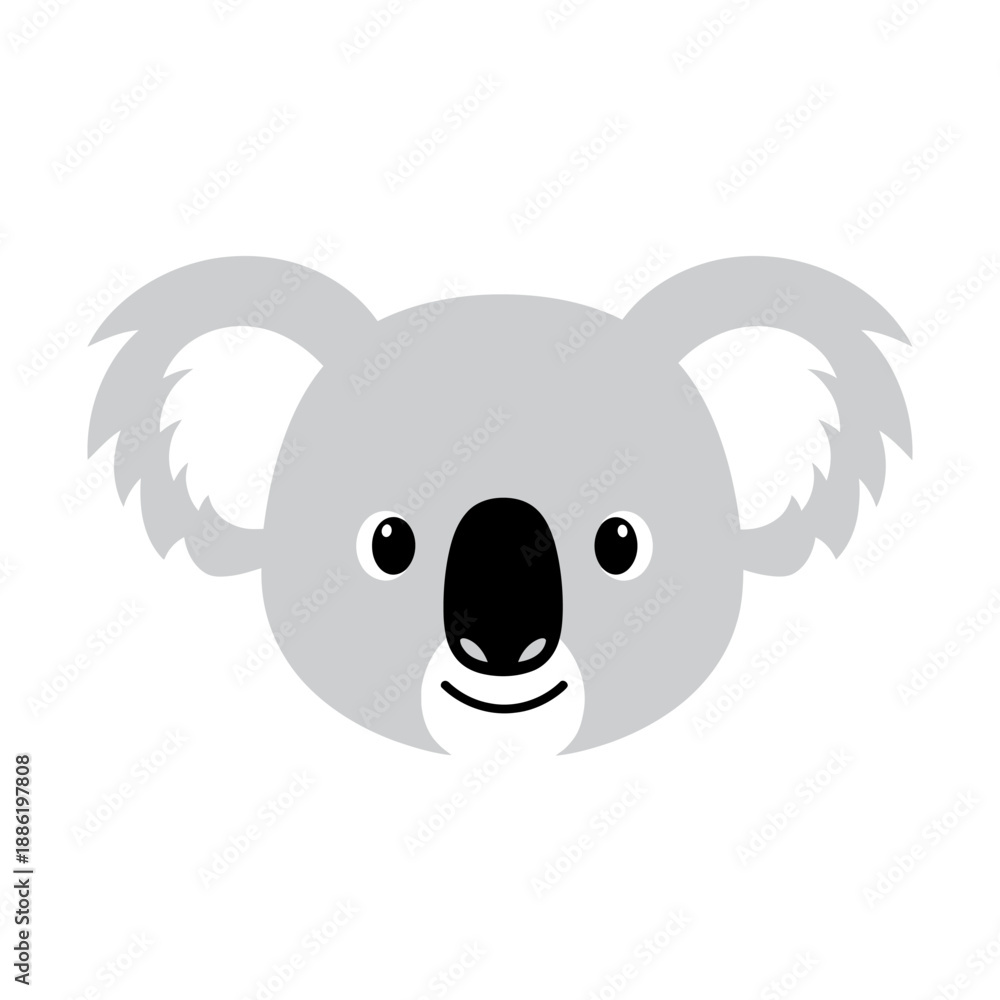 Fototapeta premium Cute Koala Face Closeup Illustration.