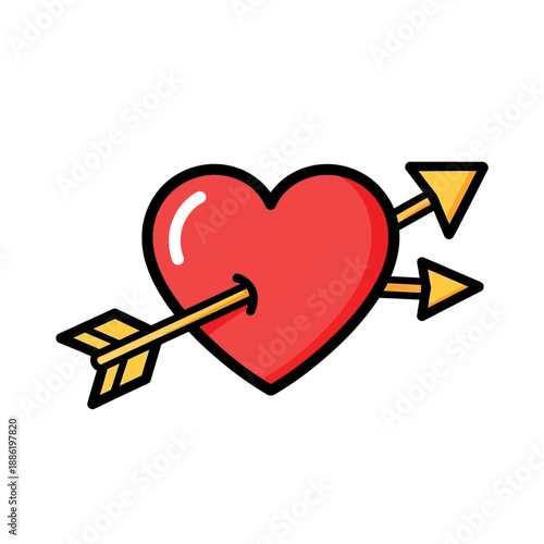 Heart pierced by two arrows deeply.