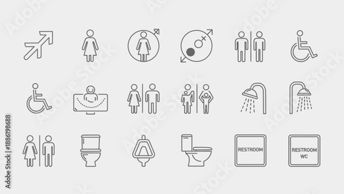 Restroom Sign Icons Collection.