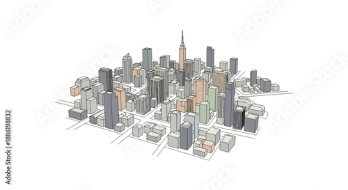 Modern Cityscape Isometric View - Urban Architecture