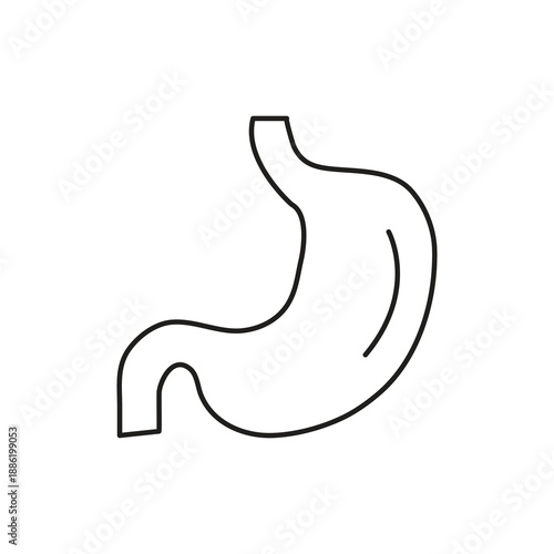 Human Stomach Anatomy Editable Stroke Outline Icon, Anatomy Stomach Organ Editable Stroke Outline Icon..eps