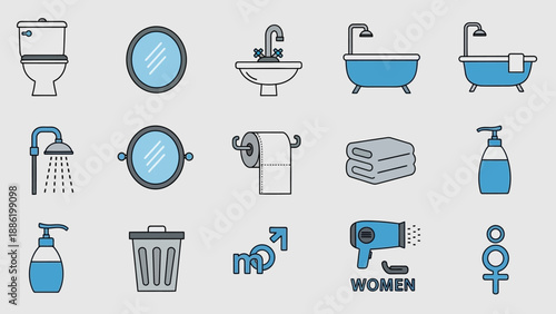 Bathroom Icons Collection.