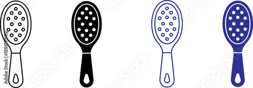 Vector Hairbrush Icon Set , Flat and Outline Beauty Styling Tools
