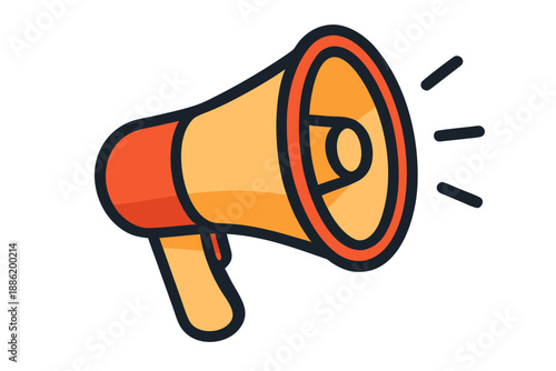Vibrant Megaphone Illustration Broadcasting Loud Announcement or Protest
