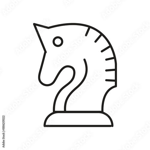 Chess Game Horse Knight Editable Outline Icon, Board Game Chess Knight Editable Stroke Outline Icon..eps
