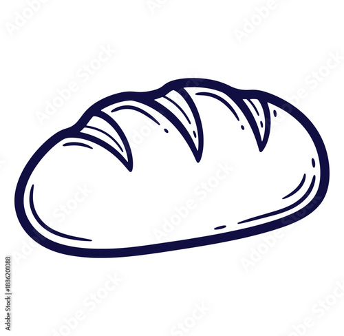 Hand drawn illustration of fresh loaf of bread perfect for food and bakery themes