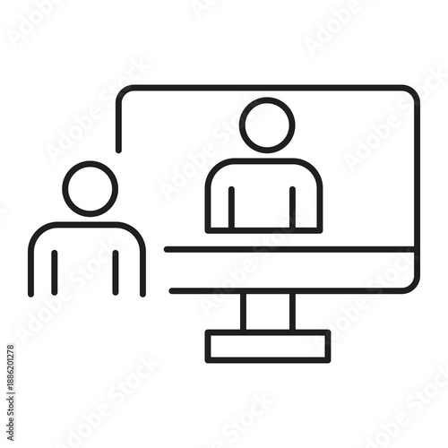 Conference Call and Team Meeting Editable Outline Icon..eps