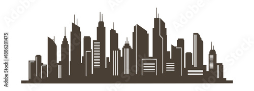 Urban skyline featuring sleek high-rises, vector illustration.