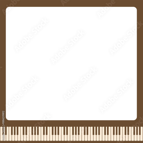 ピアノのキーボード付きスクエアフレーム　2色ブラウン　Web　Adobe Illustrator Artwork