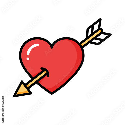 Heart pierced by love arrow symbol.