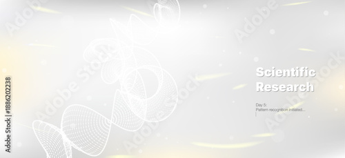 White scientific vector background featuring wireframe DNA structure and big data concepts for medical research reports, healthcare technology presentations, and futuristic biotech banners.