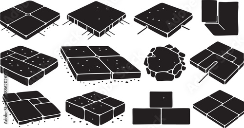 Black solar panels in various configurations and settings shown